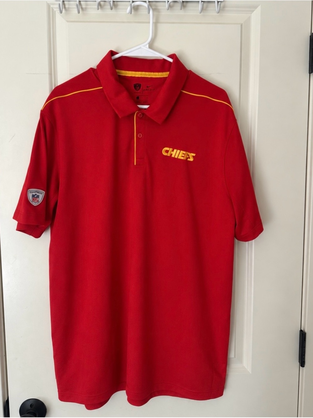 Nike Red Polo with Yellow Chiefs Accent
